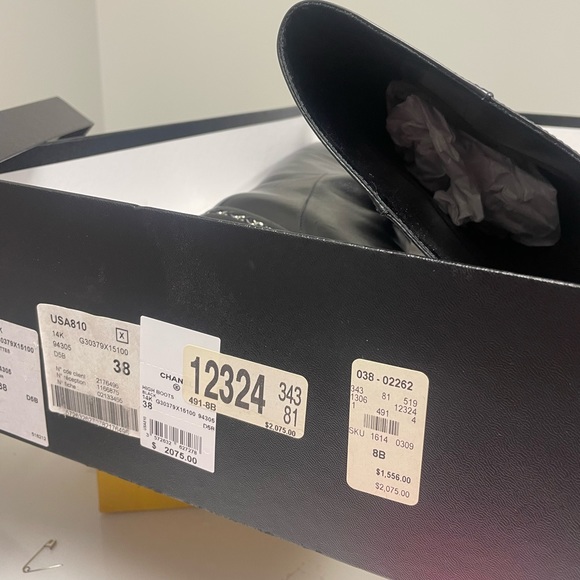 Chanel 14K Black Chain Tall Boots size 38 - Picture 6 of 7